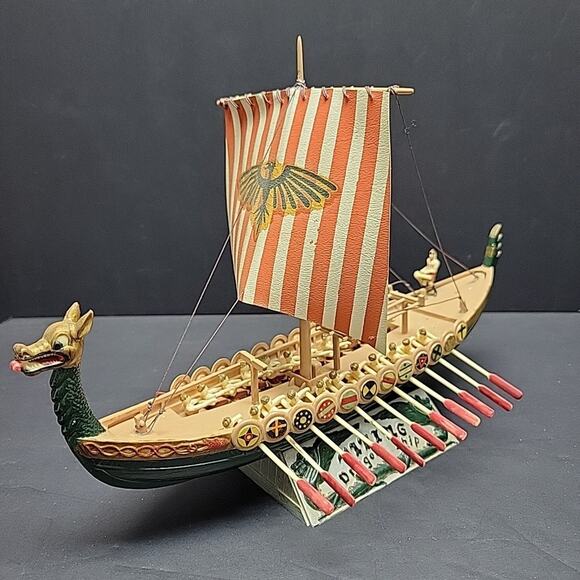AURORA Vintage Viking Dragon Ship Model with Oars & Sail – Detailed & Unique - Picture 1 of 13